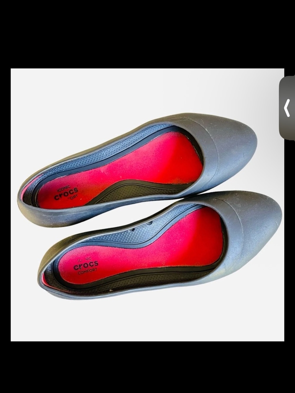 Crocs Iconic Kelli Ballet Flats Slip On Black Rubber Waterproof Round Toe 7